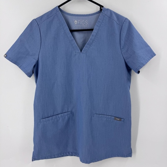 Figs Tops - Figs Blue V-Neck‎ Scrub Top for Medical Professionals